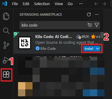 Install Kilo Code from the VS Code Marketplace