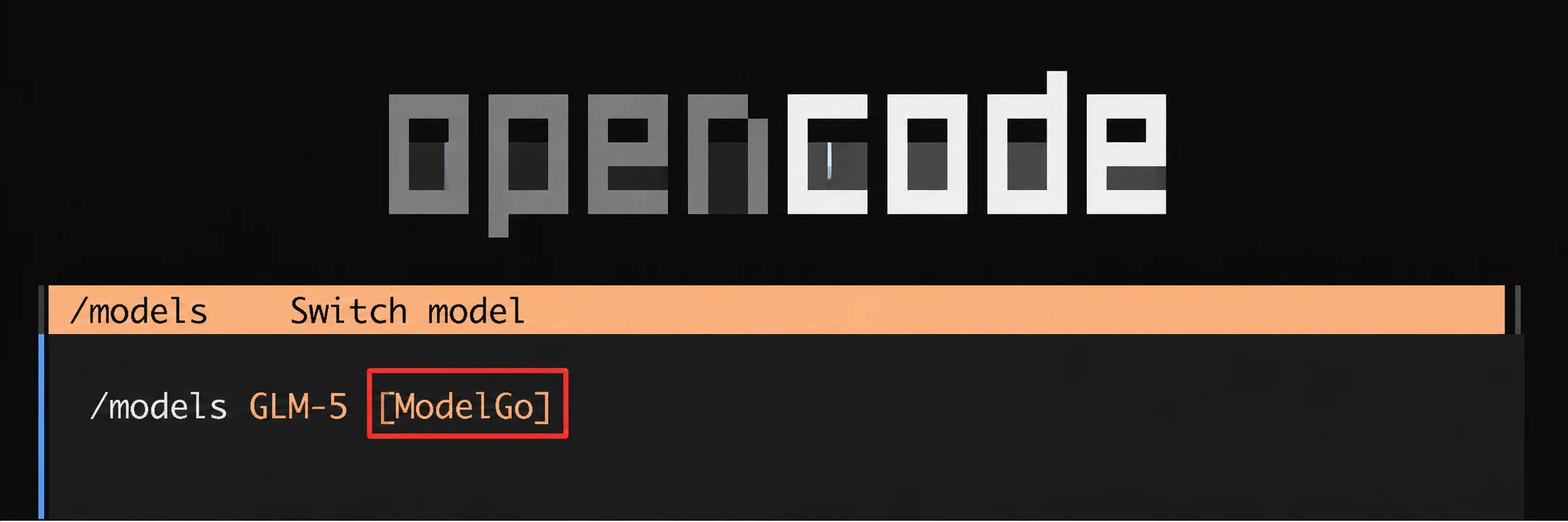 Open the model picker in OpenCode