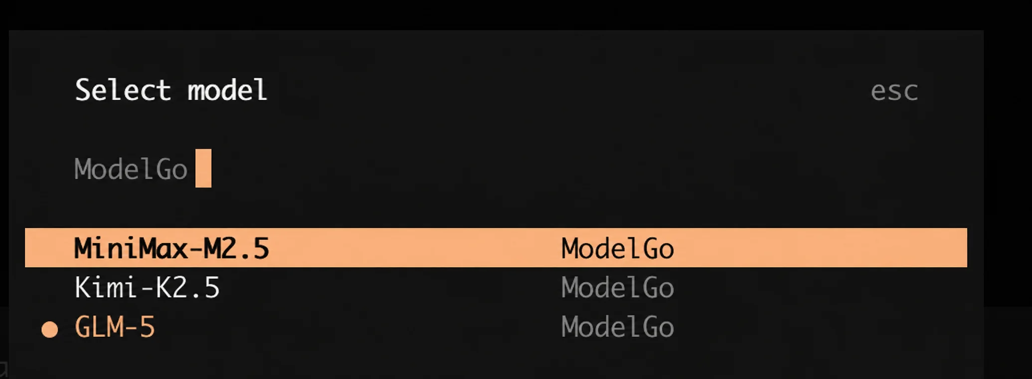 Filter ModelGo models in OpenCode